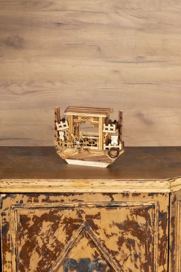 Wooden Ship Model with Music Box 1
